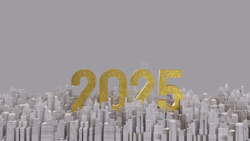 номер 2025 и город для бизнес-концепции 3d иллюстрация вектора