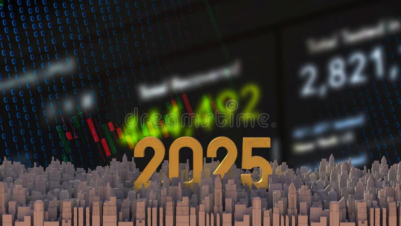 номер 2025 и город для бизнес-концепции 3d иллюстрация вектора