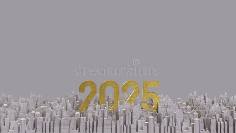 номер 2025 и город для бизнес-концепции 3d иллюстрация штока