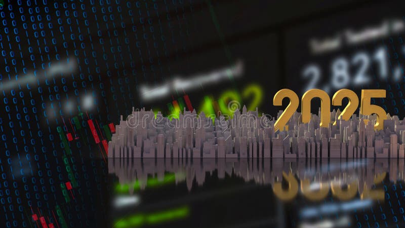номер 2025 и город для бизнес-концепции 3d бесплатная иллюстрация
