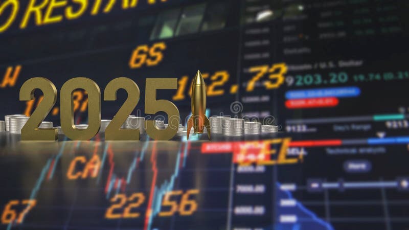 номер 2025 и ракета для бизнес-концепции 3d бесплатная иллюстрация