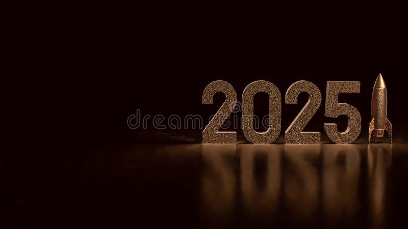 номер 2025 и ракета для бизнес-концепции 3d иллюстрация штока