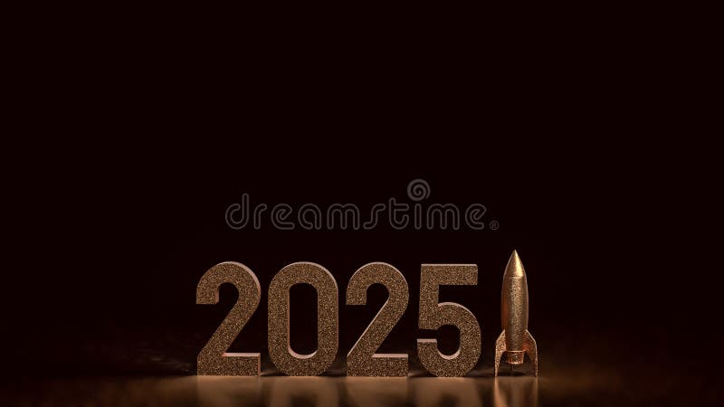 номер 2025 и ракета для бизнес-концепции 3d иллюстрация штока