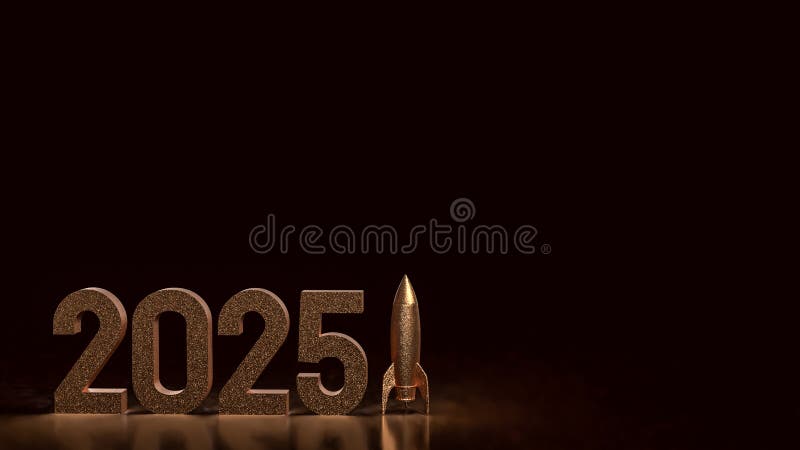 номер 2025 и ракета для бизнес-концепции 3d бесплатная иллюстрация