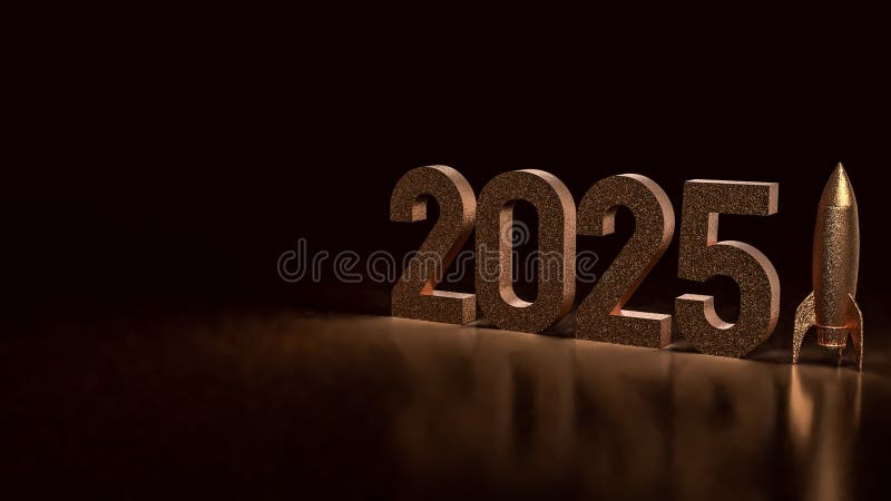 номер 2025 и ракета для бизнес-концепции 3d иллюстрация вектора