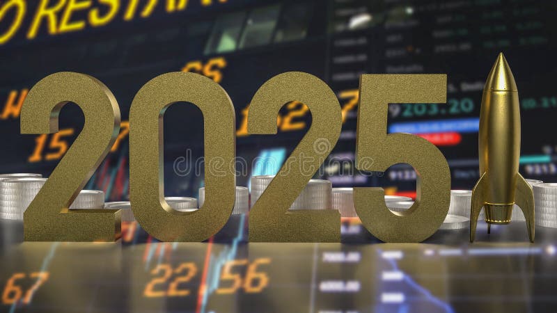 номер 2025 и ракета для бизнес-концепции 3d бесплатная иллюстрация