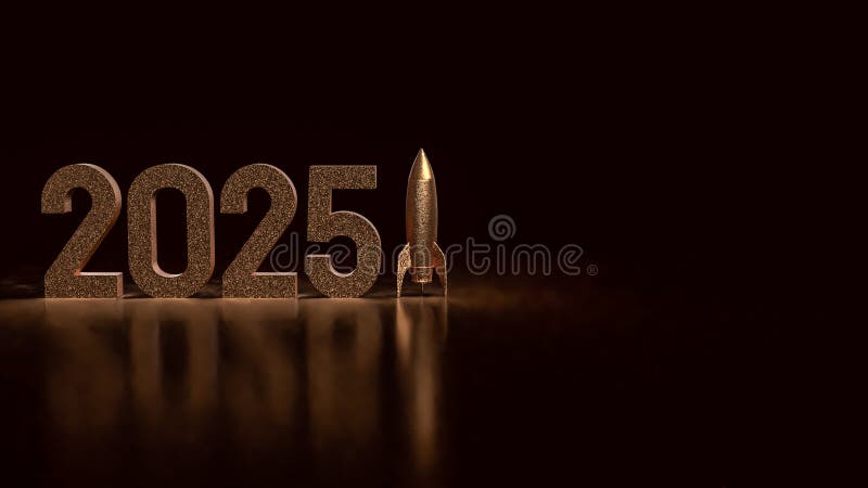 номер 2025 и ракета для бизнес-концепции 3d бесплатная иллюстрация