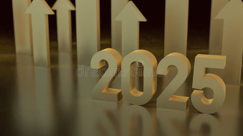 номер 2025 и стрелка вверх для бизнес-концепции 3d иллюстрация вектора