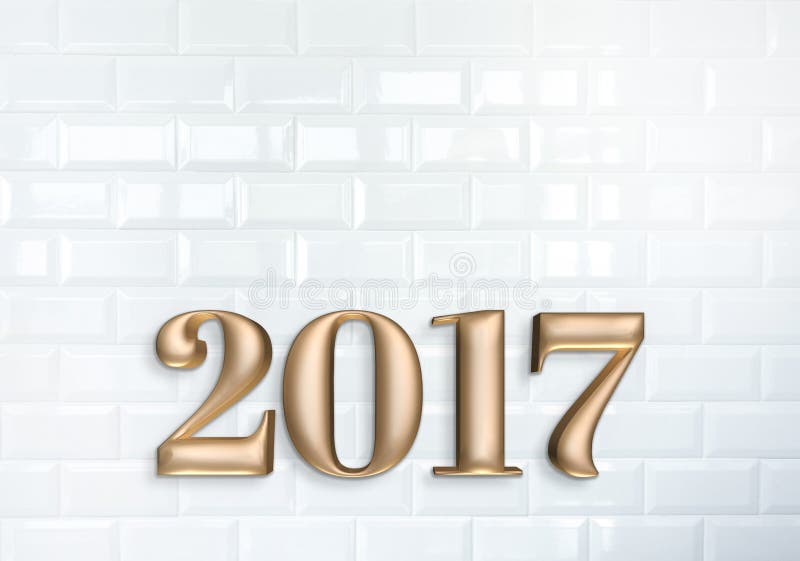 Номер цвета золота Нового Года 2017 розовый (перевод 3d) на белизне иллюстрация вектора