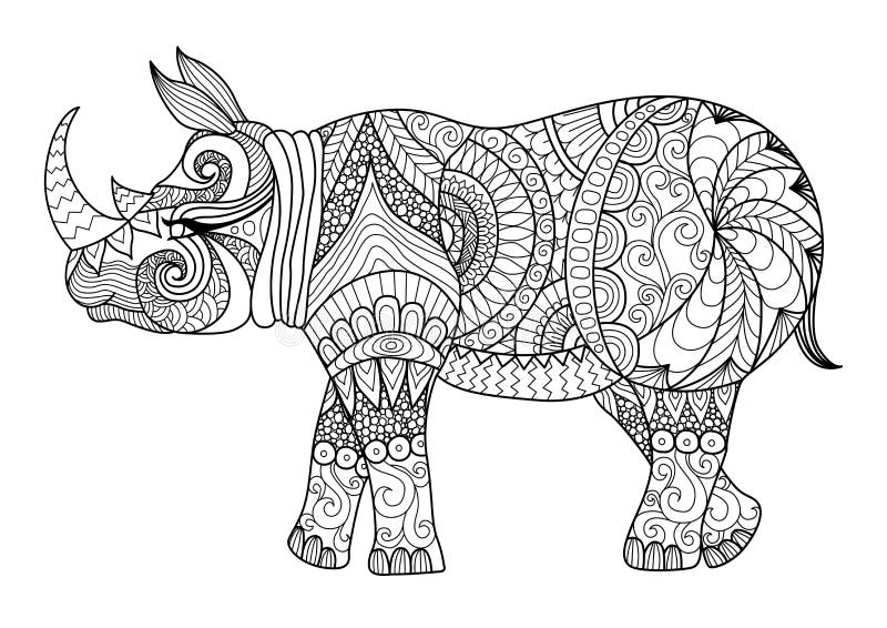 Носорог zentangle чертежа для крася страницы, влияния дизайна рубашки, логотипа, татуировки и украшения бесплатная иллюстрация Носорог zentangle чертежа для крася страницы, влияния дизайна рубашки, логотипа, татуировки и украшения бесплатная иллюстрация