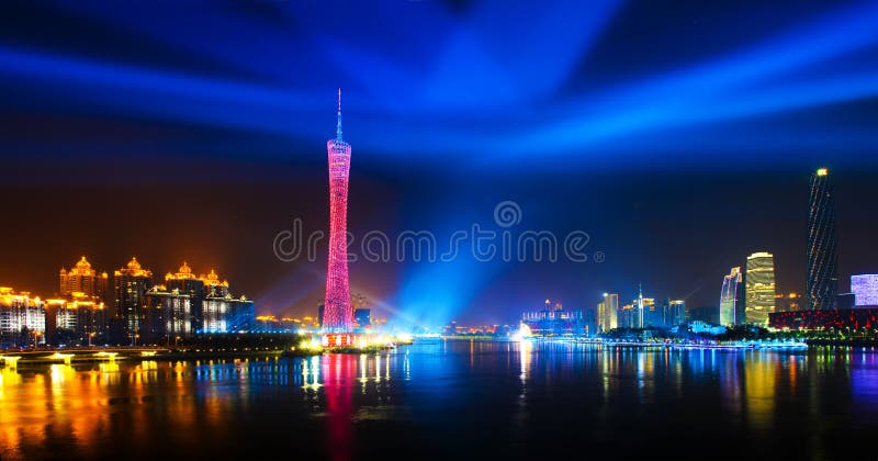 ноча guangzhou сценарная стоковое фото rf ноча guangzhou сценарная стоковое фото rf