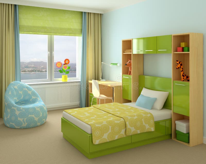 Colorful interior of playroom. 3d render. Colorful interior of playroom. 3d render.