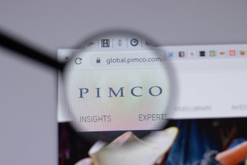 Нью-Йорк США 18-ое марта 2021 : Значок логотип компании pimco в редакционной статье иллюстративной сайта стоковое изображение