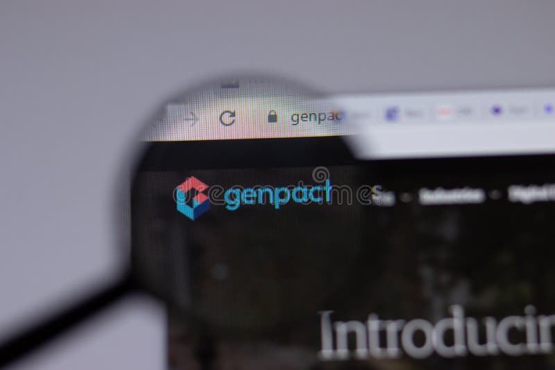 Нью-Йорк США 18-ое марта 2021 : Значок эмблемы genpact в редакционной статье иллюстративной сайта.