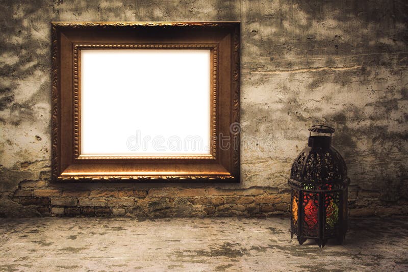 Lightened Lantern style Arab or Morocco with Wooden frame . Lightened Lantern style Arab or Morocco with Wooden frame .