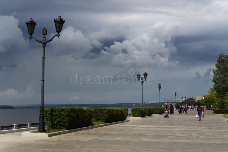 Обваловка города русской самары, где кубок мира будет держаться стоковое фото rf Обваловка города русской самары, где кубок мира будет держаться стоковое фото rf