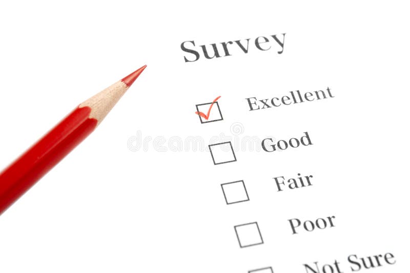 Survey Questionnaire with Red Pencil and Check Mark. Survey Questionnaire with Red Pencil and Check Mark