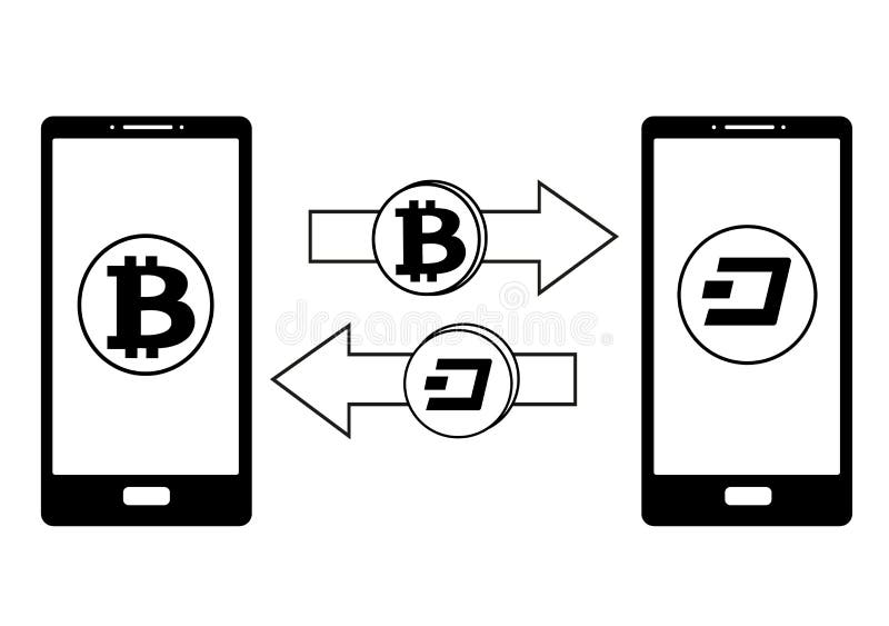 Обмен между bitcoin и черточкой в телефоне бесплатная иллюстрация Обмен между bitcoin и черточкой в телефоне бесплатная иллюстрация