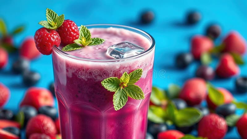 Обновляющийся Blueberry Smoothie Яркий летний наслаждение упакован с питательными веществами и вкус идеально подходит для здоровог бесплатная иллюстрация
