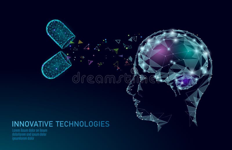 Обработка низкое поли 3D мозга представить Стимулятора способности лекарства психические здоровья nootropic человеческого умные М бесплатная иллюстрация Обработка низкое поли 3D мозга представить Стимулятора способности лекарства психические здоровья nootropic человеческого умные М бесплатная иллюстрация