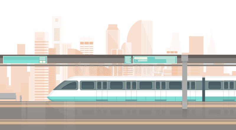 Subway Tram Modern City Public Transport, Underground Rail Road Station Flat Vector Illustration. Subway Tram Modern City Public Transport, Underground Rail Road Station Flat Vector Illustration