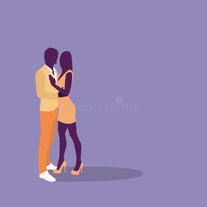 Объятие любовников платья моды пар силуэта красочное с космосом экземпляра иллюстрация штока