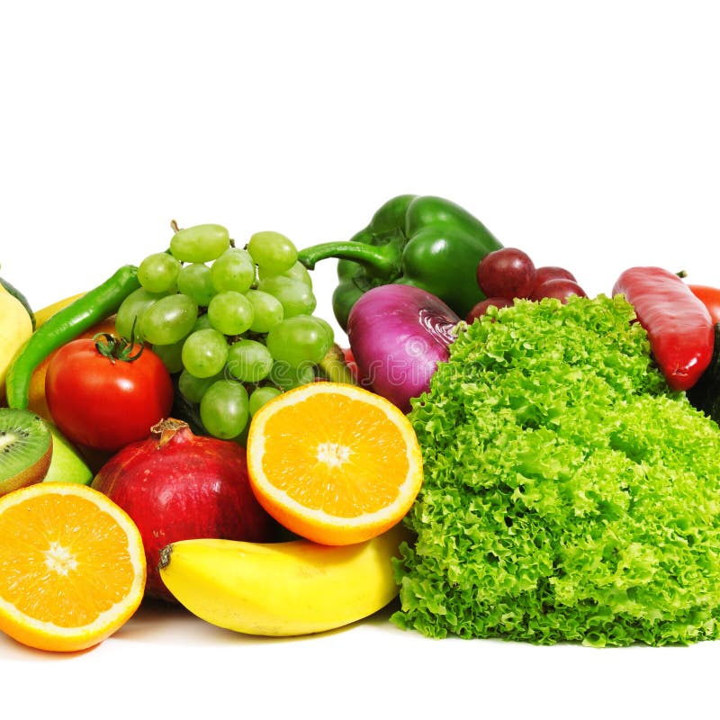 Fruits and vegetables isolated on a white background. Fruits and vegetables isolated on a white background