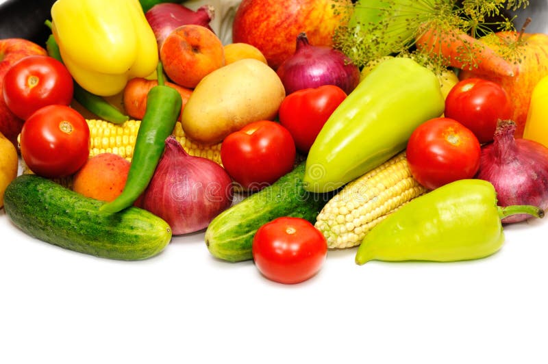 Collection fruits and vegetables isolated on a white background. Collection fruits and vegetables isolated on a white background