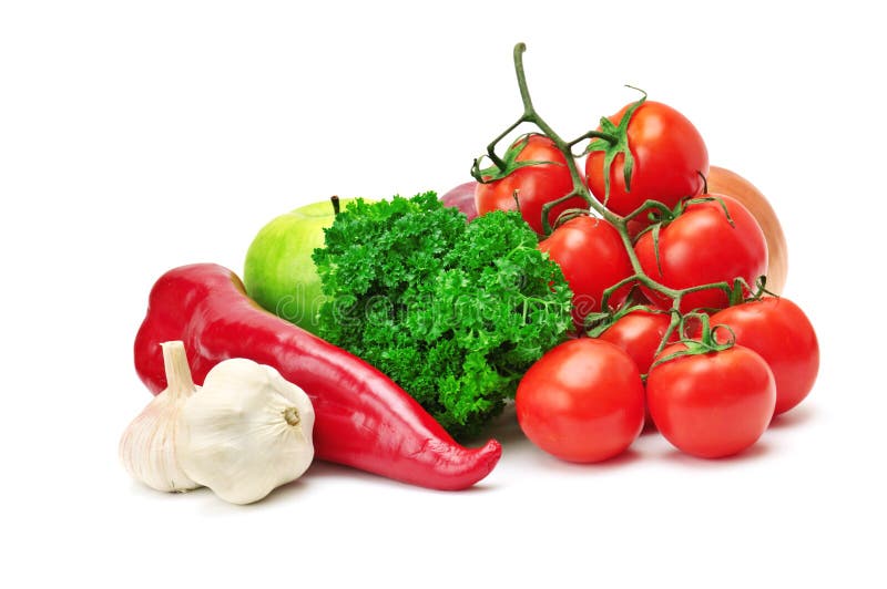 Fruits and vegetables isolated on a white. Fruits and vegetables isolated on a white