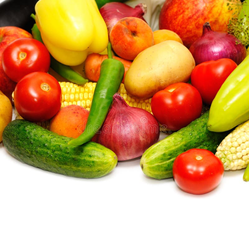 Collection fruits and vegetables isolated on a white background. Collection fruits and vegetables isolated on a white background