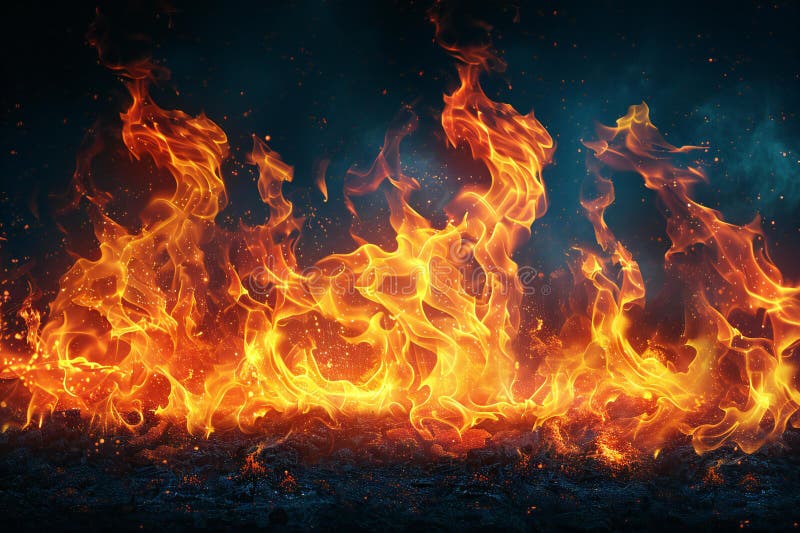 Огонь пламени черный фон мультфильм стиль высокое разрешение ультра подробно высокой контрастной оранжевый и красный цвет схема c бесплатная иллюстрация