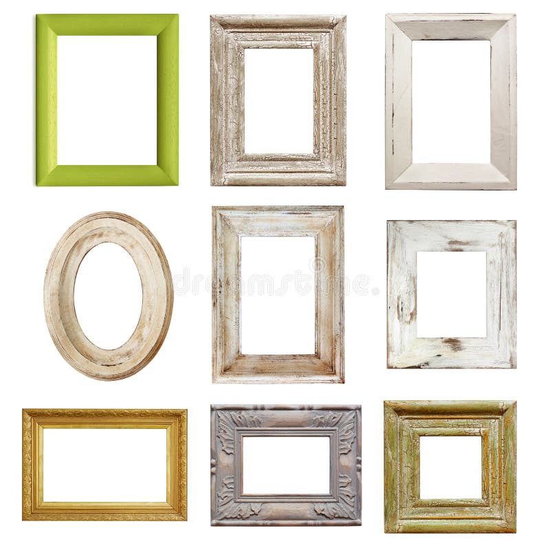 Collection of shabby chic distressed picture frames, isolated. Collection of shabby chic distressed picture frames, isolated.