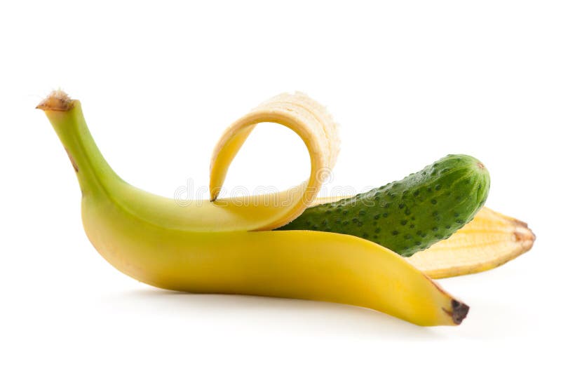 Open a banana and cucumber inside. Open a banana and cucumber inside