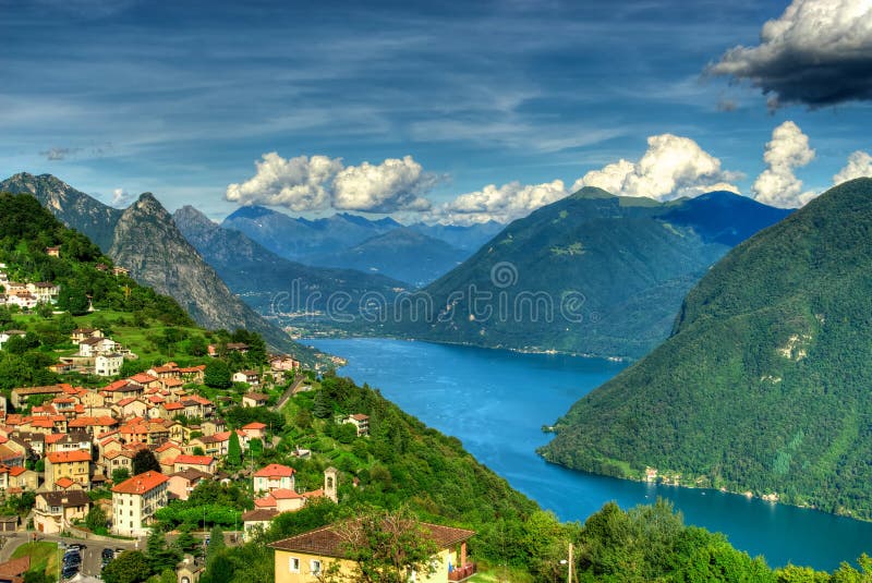 озеро lugano стоковое фото