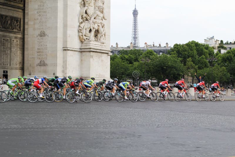 Final circle. Tour de France, Paris, France. Sport competitions. Bicycle peloton. Sport event. Final circle. Tour de France, Paris, France. Sport competitions. Bicycle peloton. Sport event.