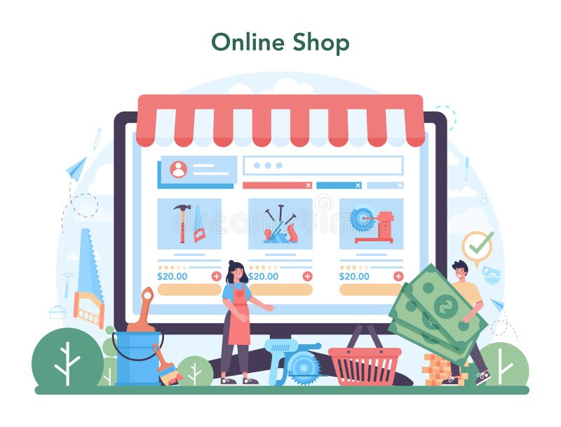 онлайн-сервис или платформа для участников или плотников. деревянная мебель бесплатная иллюстрация