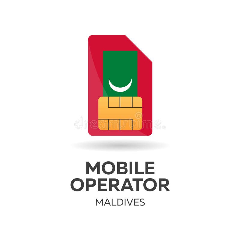 Оператор мобильной связи Мальдивов Карточка SIM с флагом также вектор иллюстрации притяжки corel