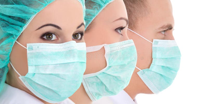 Операция медицины и здравоохранения epidemy конец концепции по портрету врачей в защитные маски стоковая фотография