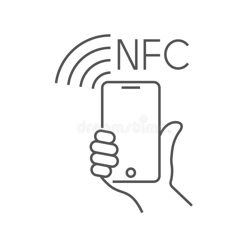 Оплата технологии NFC, значок ounline вектора Рука и смартфон Contacless, беспроводная оплата с картой кредита пластиковой иллюстрация штока Оплата технологии NFC, значок ounline вектора Рука и смартфон Contacless, беспроводная оплата с картой кредита пластиковой иллюстрация штока