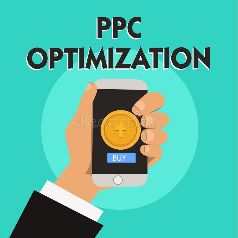 Оптимизирование Ppc текста сочинительства слова Концепция дела для повышения платформы поисковой системы для оплаты в щелчок иллюстрация вектора