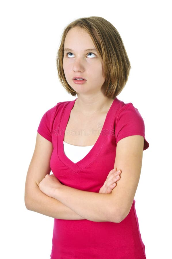 Teenage girl showing attitude isolated on white background. Teenage girl showing attitude isolated on white background