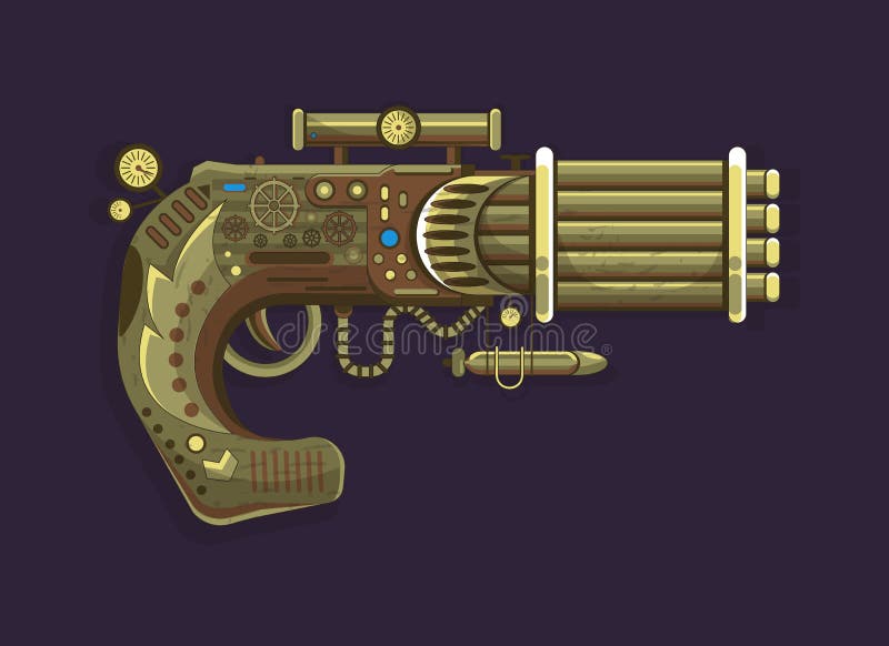 Оружие дизайна концепции вектора револьвера Steampunk старое иллюстрация вектора Оружие дизайна концепции вектора револьвера Steampunk старое иллюстрация вектора
