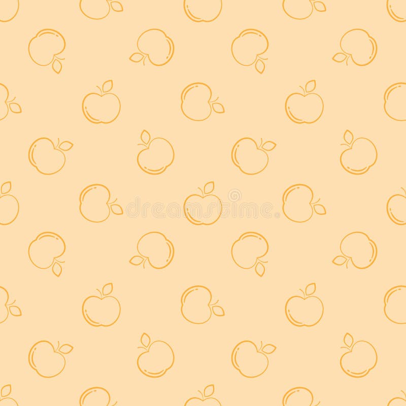 Vector seamless apple pattern; orange background.