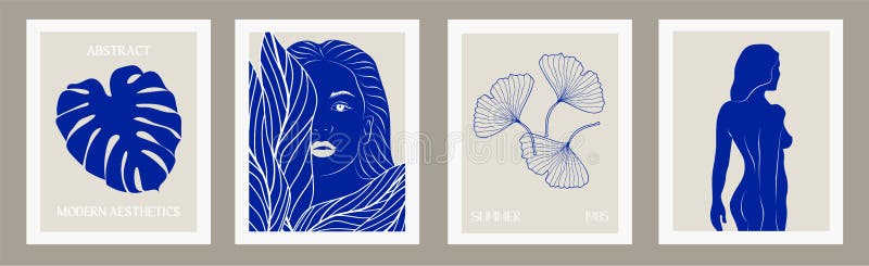 Women wall art, vector set.