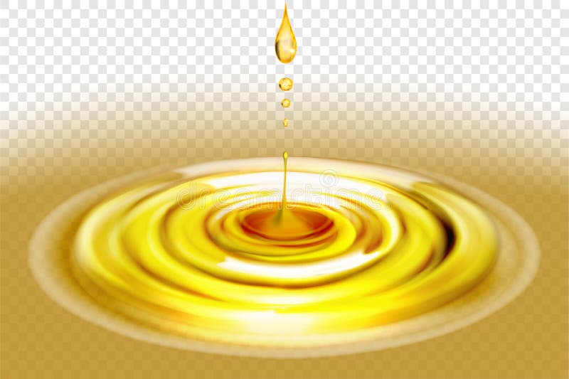 Yellow liquid. Spilled oil. Falling drops.