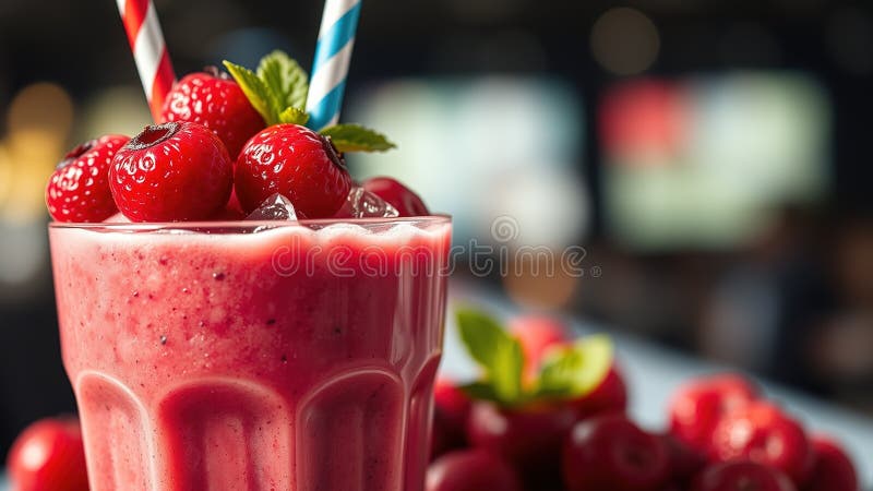 освежающий клюквенный смузи яркий летний рецепт напитка для здорового образа жизни бесплатная иллюстрация