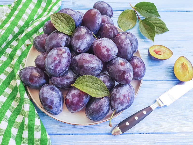 Осень очень вкусная на таблице плиты, голубая деревянная предпосылка свежего органического сочного витамина сливы десерта естеств стоковое изображение rf Осень очень вкусная на таблице плиты, голубая деревянная предпосылка свежего органического сочного витамина сливы десерта естеств стоковое изображение rf