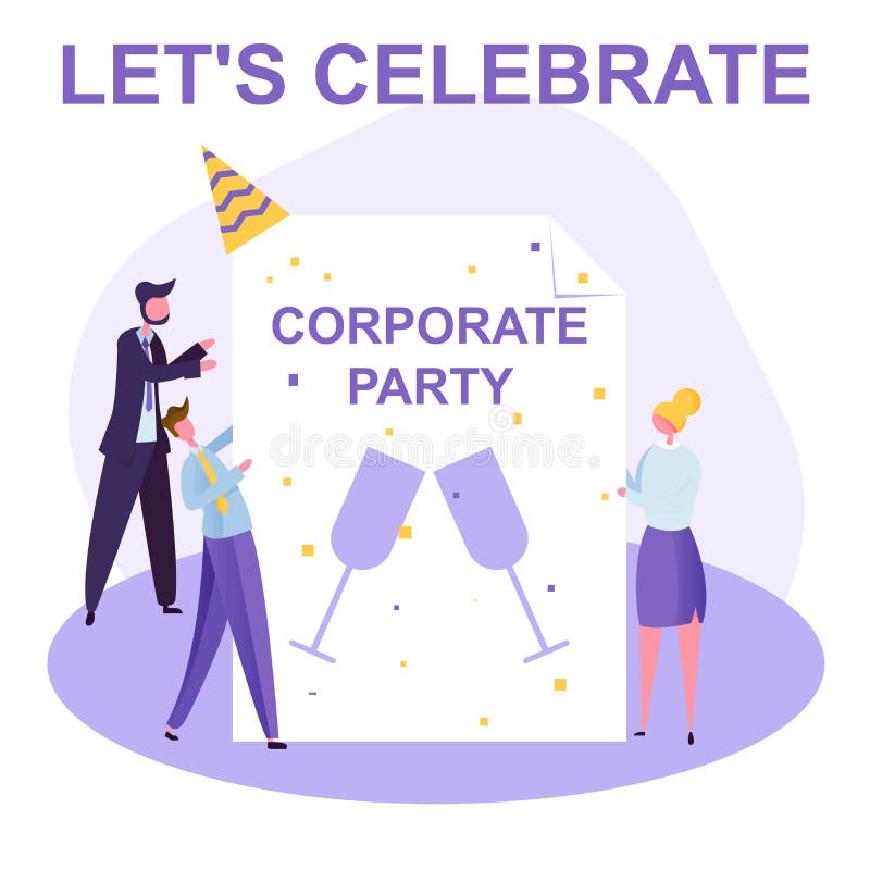 Employees celebrate together a holiday, fun pastime in the office royalty free illustration