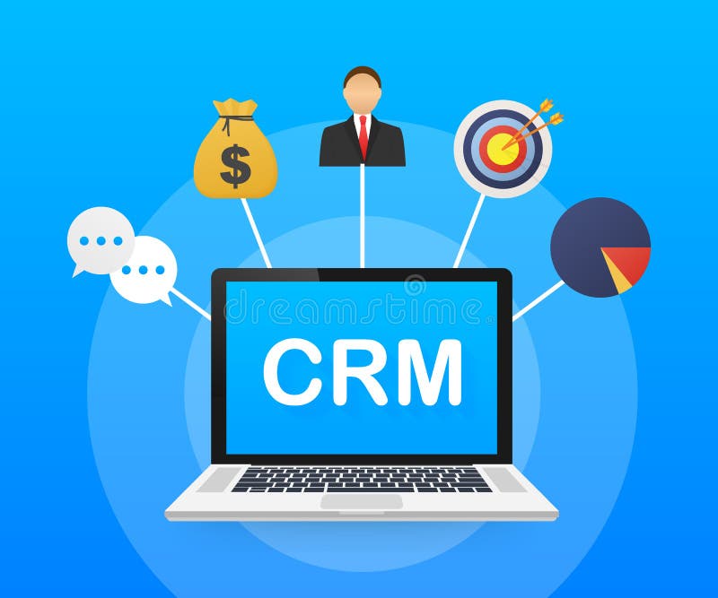 Customer relationship management concept. Organization of data on work with clients, CRM concept. Vector stock illustration. Customer relationship software banner vectors