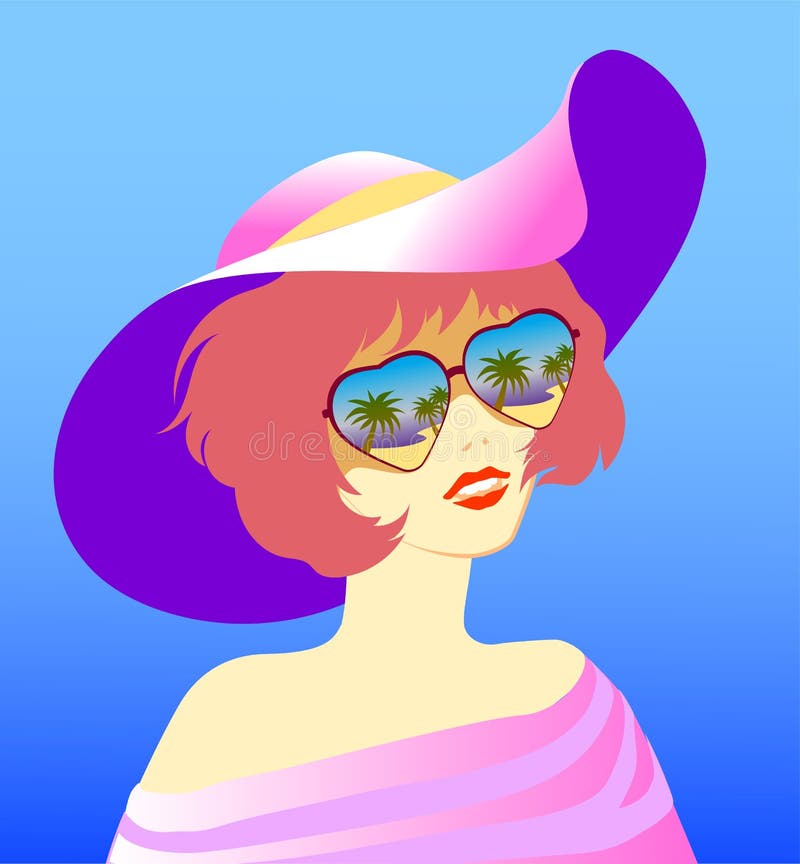 The girl in the hat and glasses royalty free illustration The girl in the hat and glasses royalty free illustration